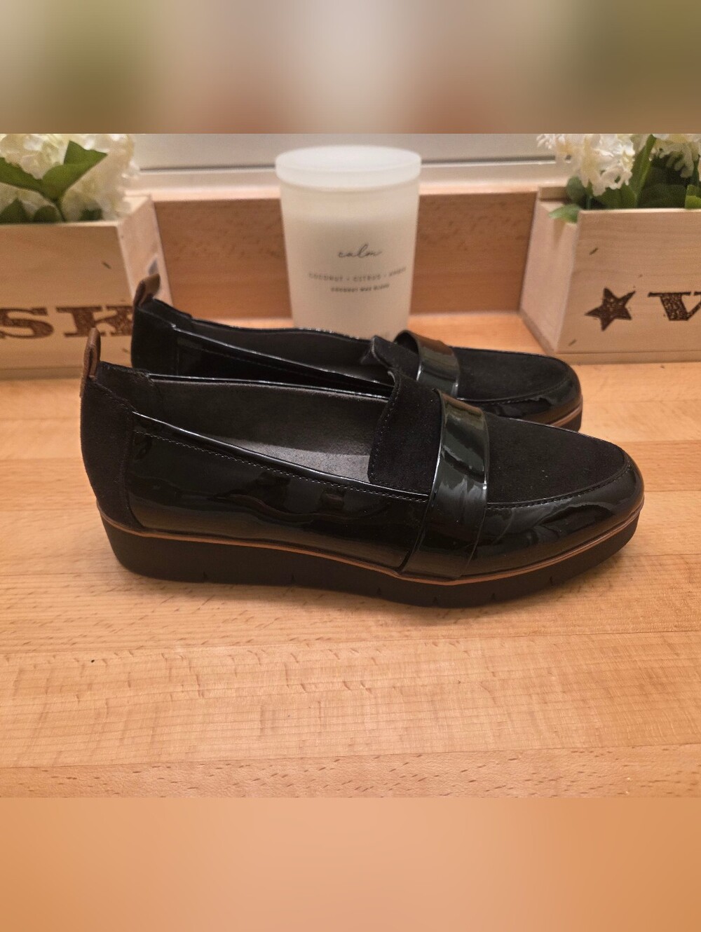 Dr. Scholl's Women's Webster Loafers Black Patent/Microfiber Women's Size 7